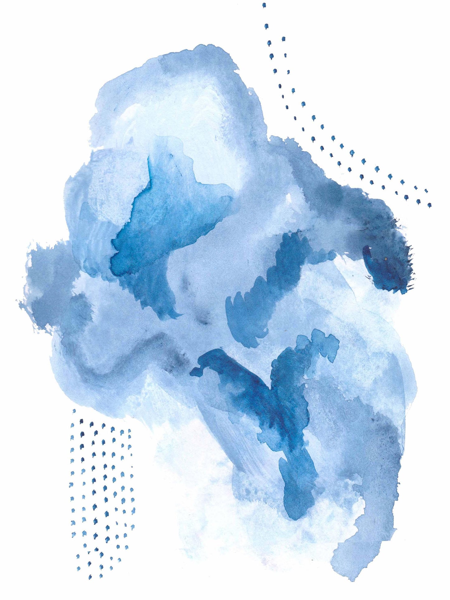 Cloud Inspired Abstract Watercolor Painting in Blue - AdriLunaStudio