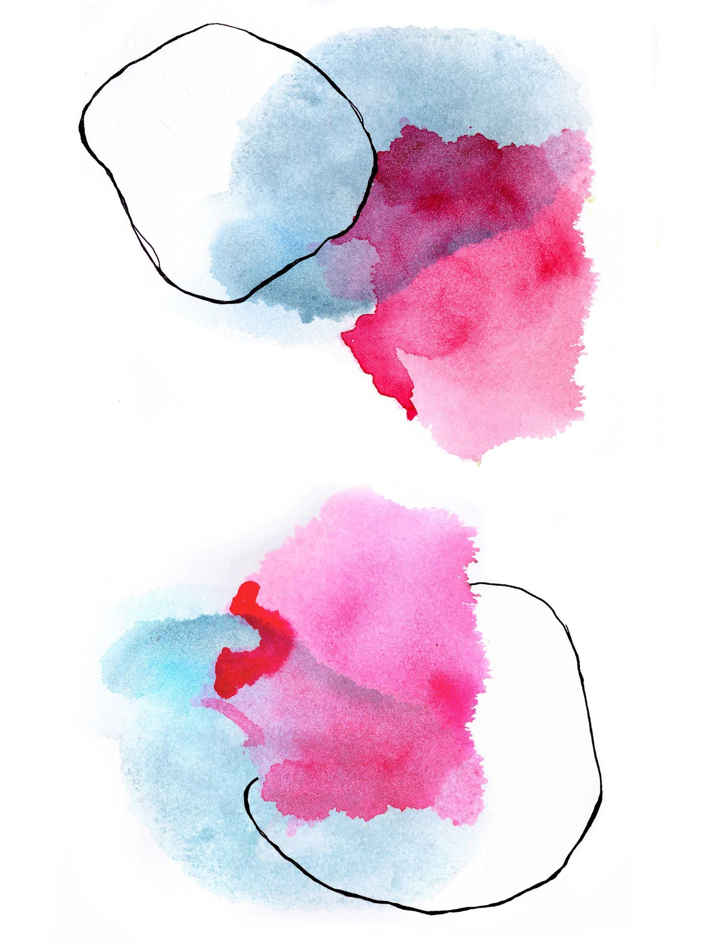 Pink and Blue Set of 2 Abstract Prints - AdriLunaStudio