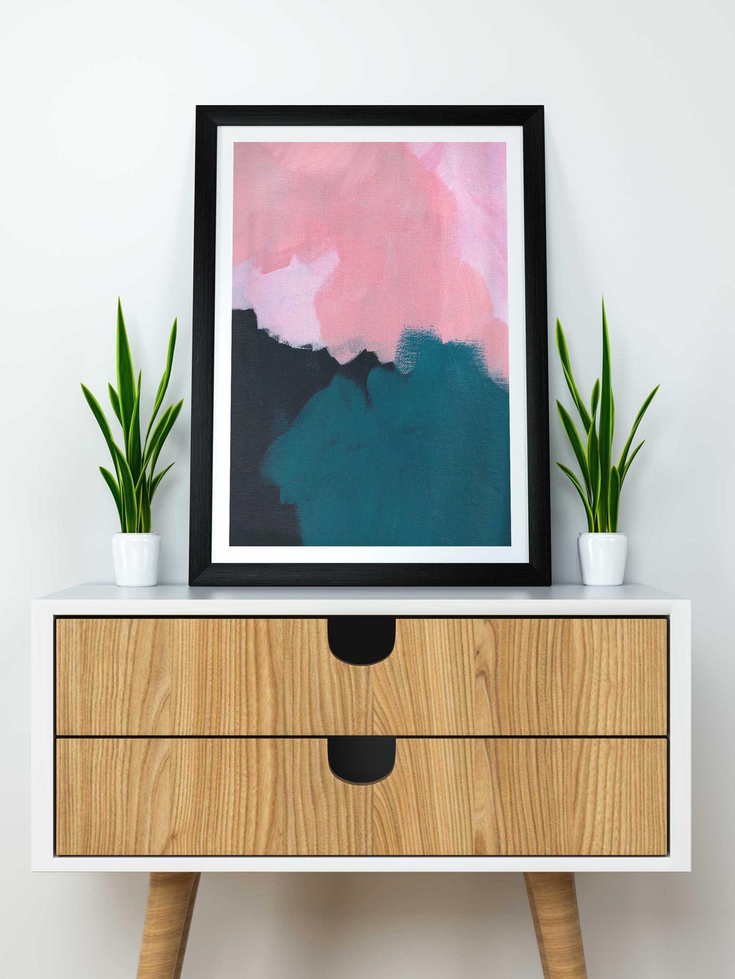 Pink and Blue Abstract Art Print. Large Contemporary Home Decor. - AdriLunaStudio