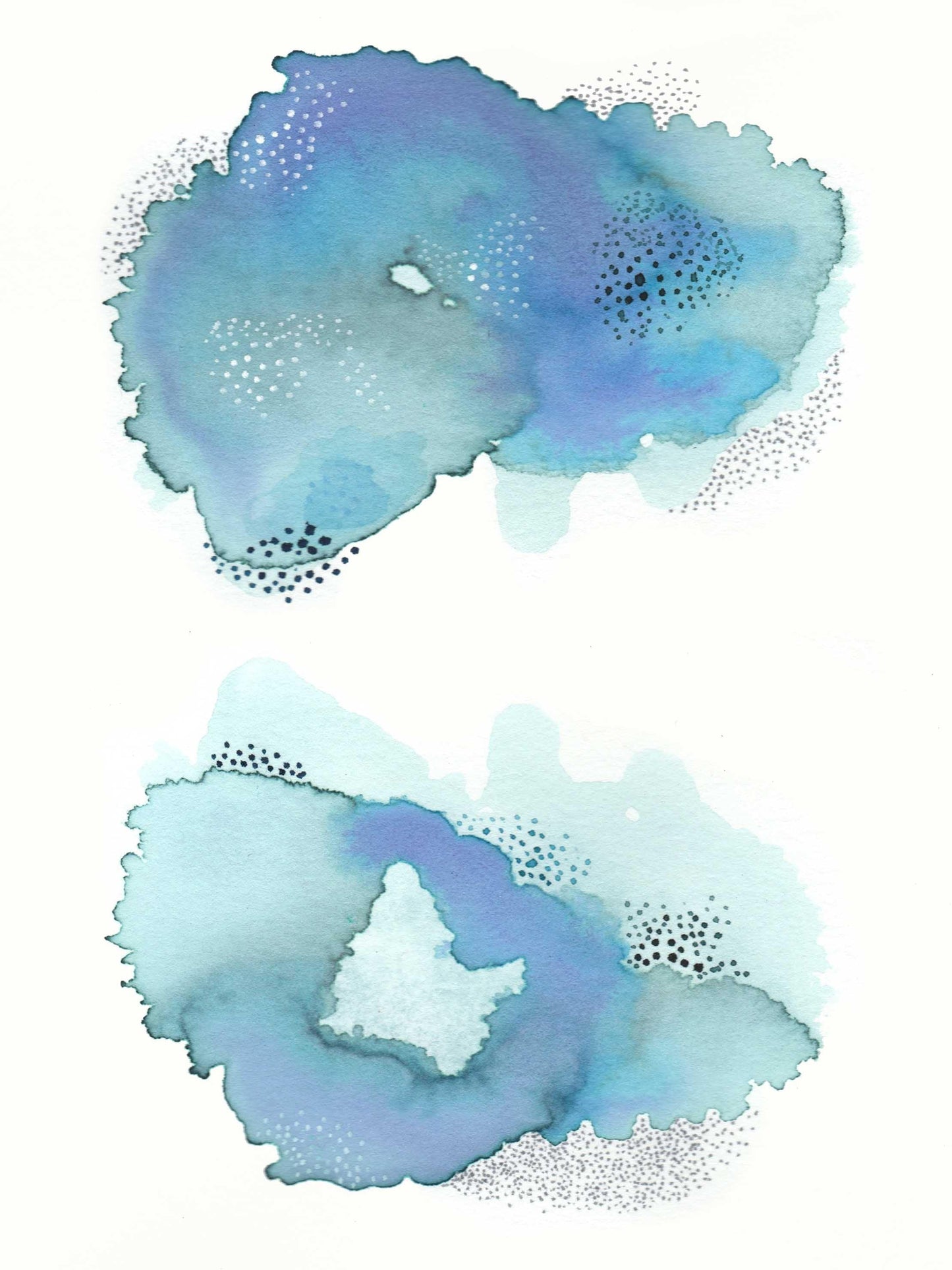 Set of 2 Prints. Large Blue Abstract Wall Art. - AdriLunaStudio