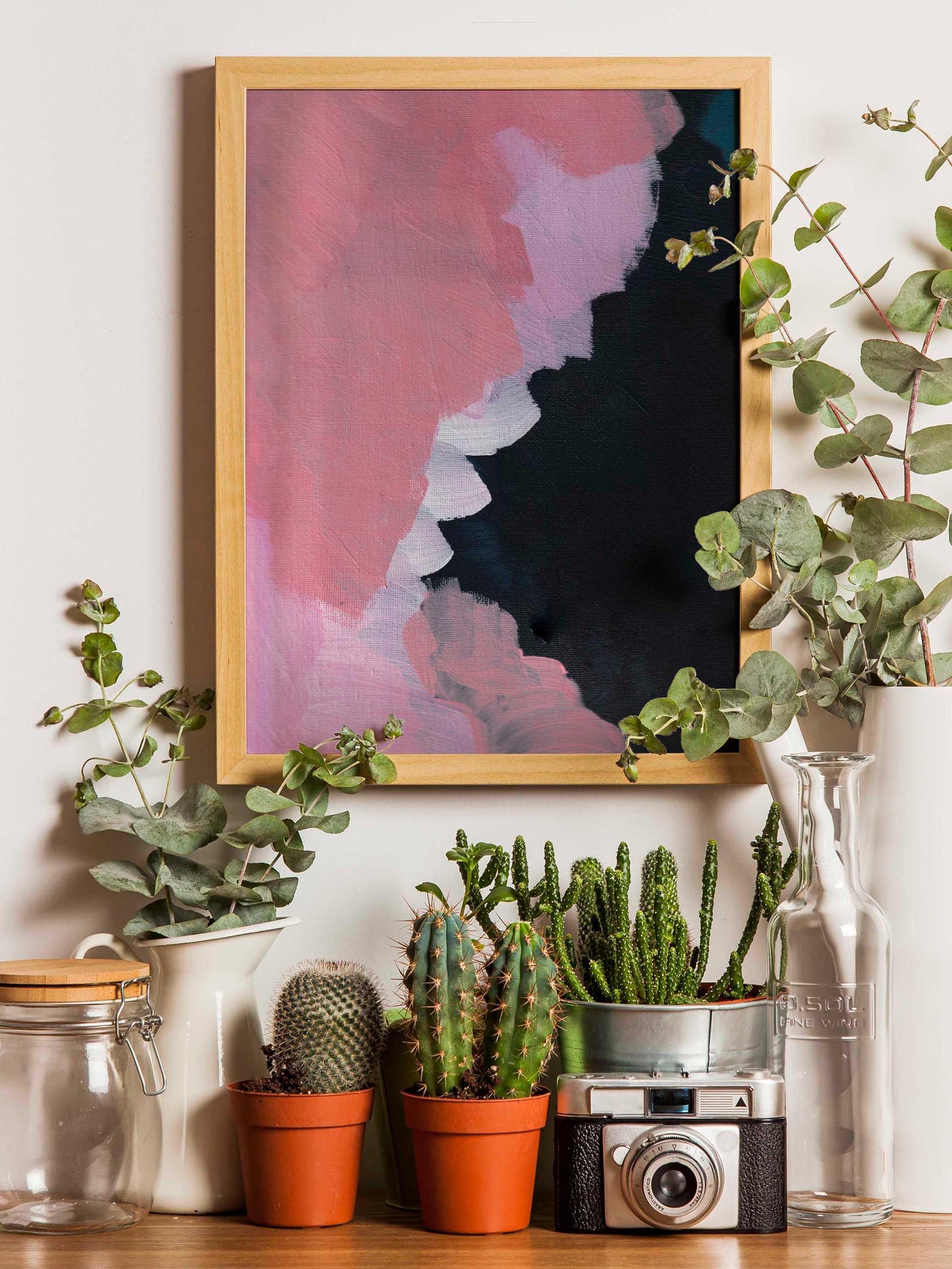 Colorful Navy Blue and Pink Abstract Art. Modern Abstract Home Decor. - AdriLunaStudio
