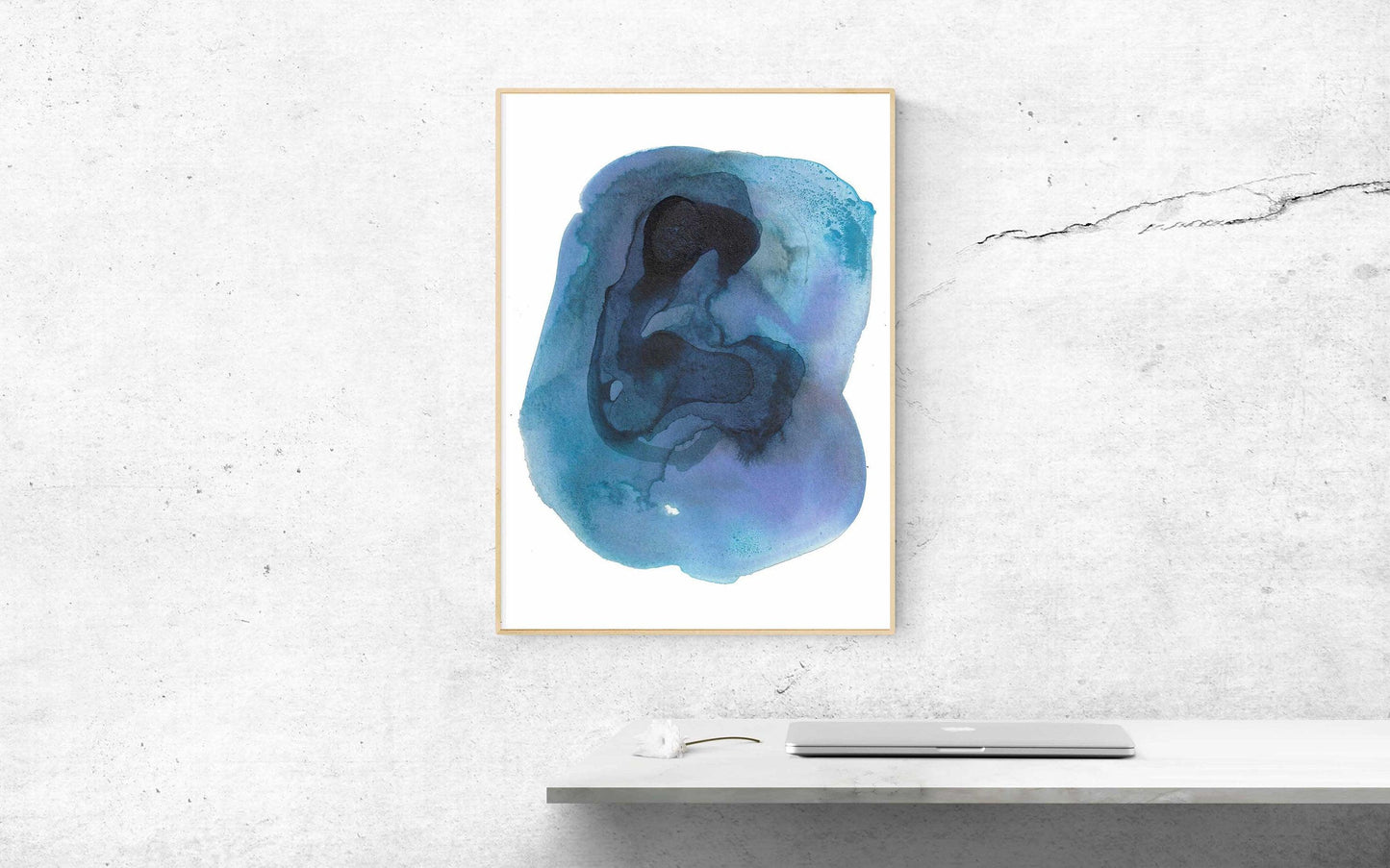 Large Blue Modern Abstract Painting. Minimal Abstract Home Decor - AdriLunaStudio